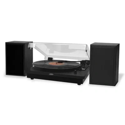 Jensen Decorative 3-speed Stereo Turntable With Separate Speakers And Dual Bluetooth In Black