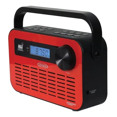 Jensen ® Jep-250 Portable Digital Am/fm Weather Radio With Weather Alert & 2-way Charging In Red