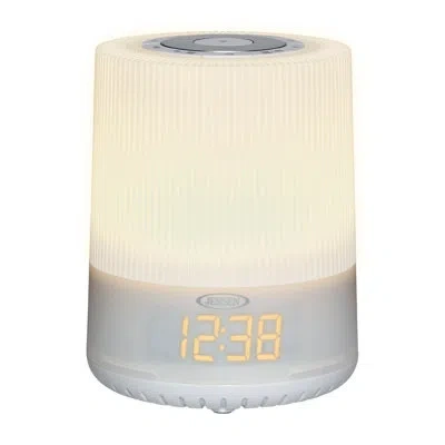 Jensen Modern And Contemporary Digital Electric Alarm Tabletop Clock In White
