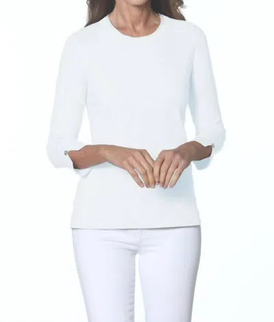 J'envie/eli 3/4 Sleeve Double Crew Neck Top In White