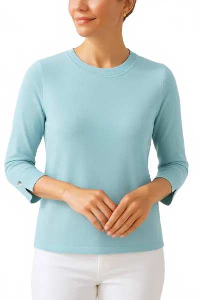 J'envie/eli Bari Three Quarter Sleeve Top In Turquoise In Blue