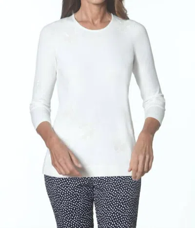 J'envie/eli Beaded Flower Top In White