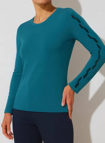 J'envie/eli Bergen Geometric Sleeve Tunic In Teal/black In Green