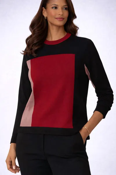 J'envie/eli Berlin Colorblock Tunic In Claret/black In Multi