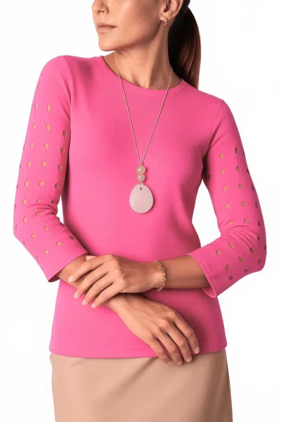 J'envie/eli Capri Eyelet Sleeve Tunic In Cerise In Pink