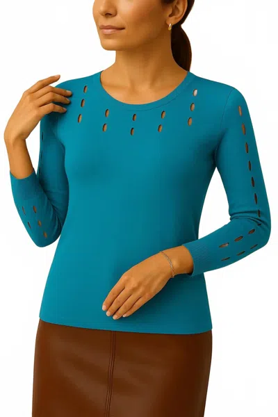 J'envie/eli Caserta Cut-out Top In Peacock In Blue