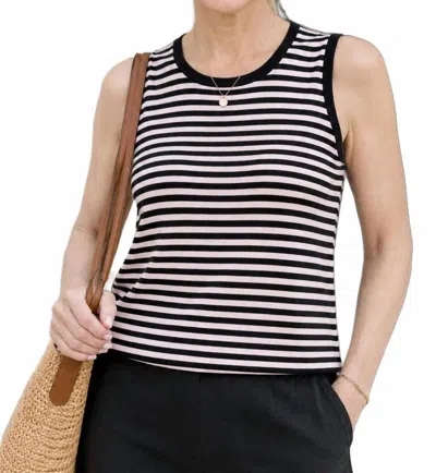 J'envie/eli Coastal Shell Tank Top In Pale Pink/black In Multi