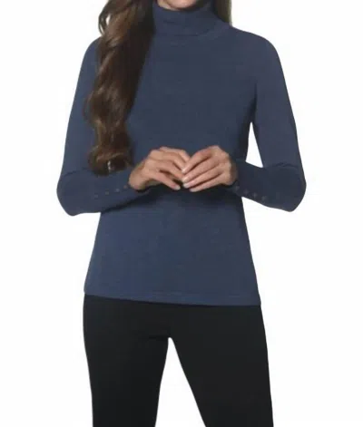 J'envie/eli Cute As A Button Turtleneck Top In Indigo In Blue