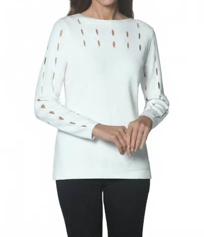 J'envie/eli Cutout Jewel Neck Knit Sweater In Ivory In White