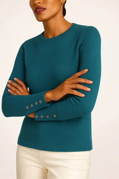 J'envie/eli Dorothea Long Sleeve Top In Peacock In Blue