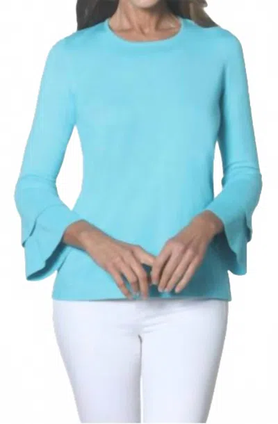 J'envie/eli Flounce Sleeve Top In Turquoise In Blue