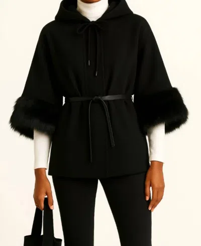 J'envie/eli Hampstead Three-quarter Sleeve Hoodie In Black