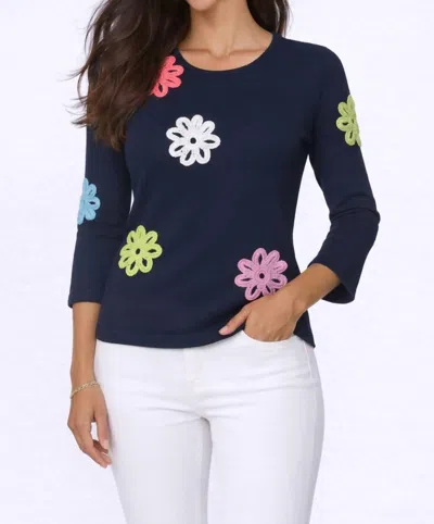 J'envie/eli Jordan Floral Top In Navy In Blue