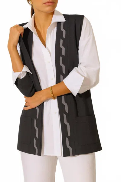 J'envie/eli Linz Geometric Vest In Charcoal/grey In Black