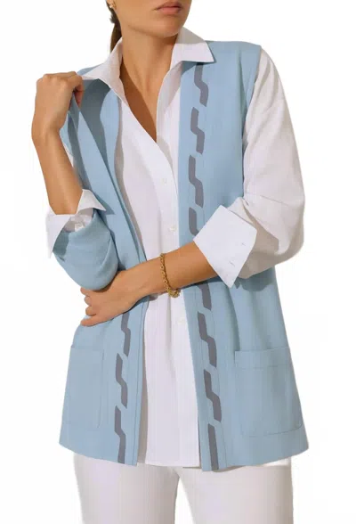 J'envie/eli Linz Geometric Vest In Sky/charcoal In Blue