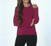 J'envie/eli Long Sleeve Button Cuff Knit Top In Sangria In Burgundy