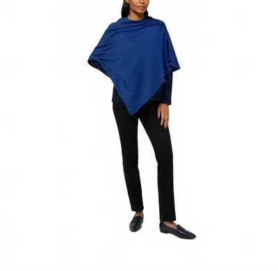 J'envie/eli Luzern Side-button Poncho In Ink In Blue
