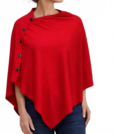 J'envie/eli Luzern Side-button Poncho In Lipstick In Red