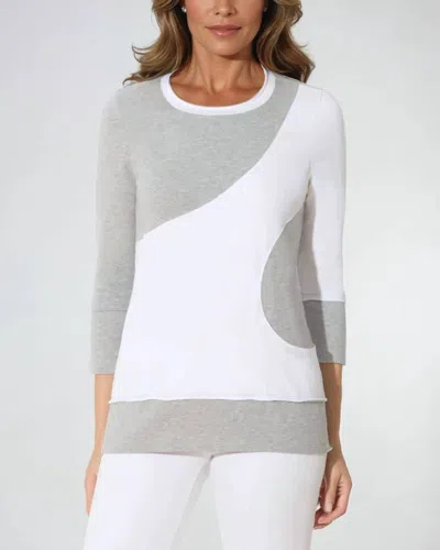J'envie/eli Malmo Geometric Top In Pearl/white In Multi