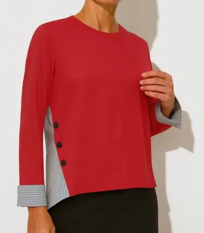 J'envie/eli Marseilles Duel Fabric Top In Cherry In Red