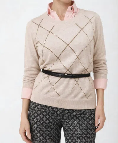 J'envie/eli Mayfair Argyle Sweater In Stone In Neutral