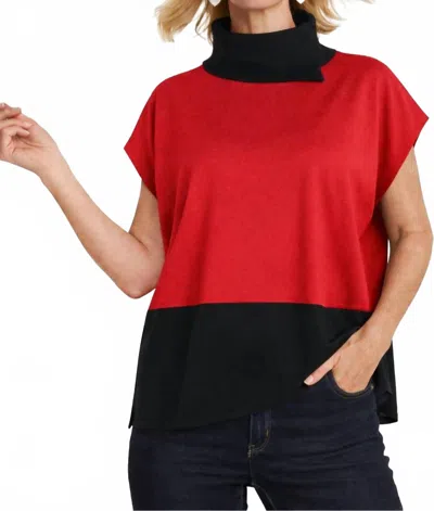 J'envie/eli Milano Colorblock Top In Claret/black In Red