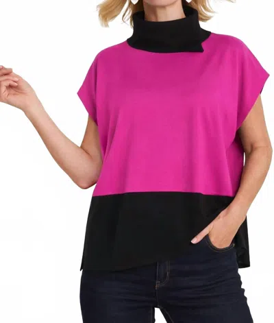 J'envie/eli Milano Colorblock Top In Flamingo/black In Pink