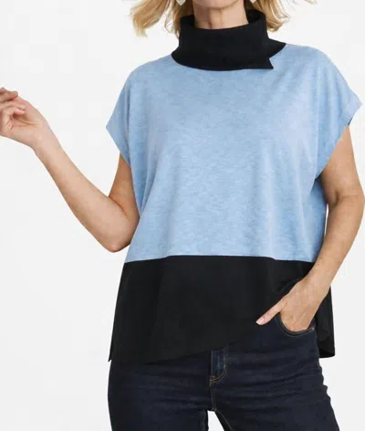 J'envie/eli Milano Colorblock Top In Sky/charcoal In Blue