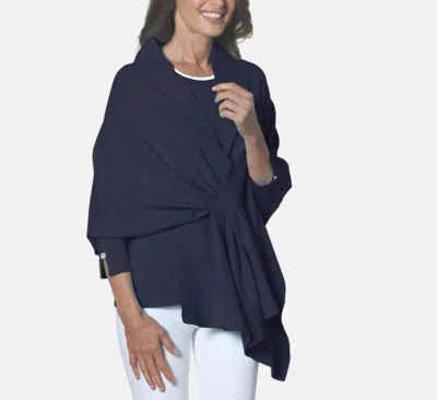 J'envie/eli Mixed Texture Pull Through Wrap In Navy In Blue