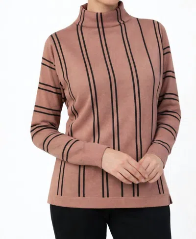 J'envie/eli Oslo Funnelneck Sweater In Camel/charcoal In Pink
