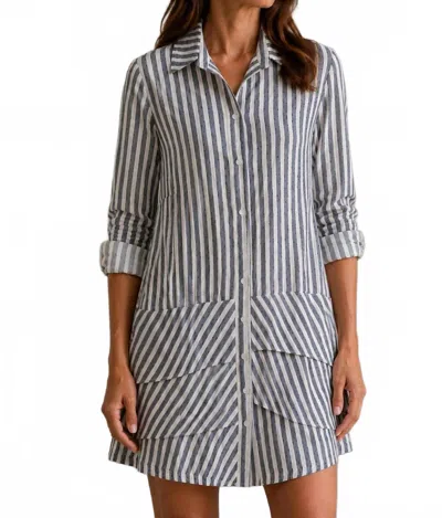 J'envie/eli Panama Mini Dress In Indigo/sand In Multi