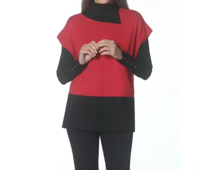 J'envie/eli Poncho Top In Red/black