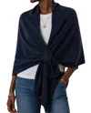 J'envie/eli Mixed Texture Pull Through Wrap In Navy In Blue