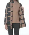 J'envie/eli Reversible Cardigan In Charcoal/camel In Multi
