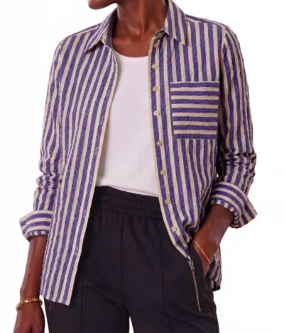 J'envie/eli Riviera Shirt In Indigo/sand In Multi