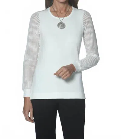 J'envie/eli Sheer Sleeve Jewel Neck Top In Ivory In White