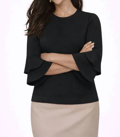 J'envie/eli Sola Flounce Sleeve Top In Black