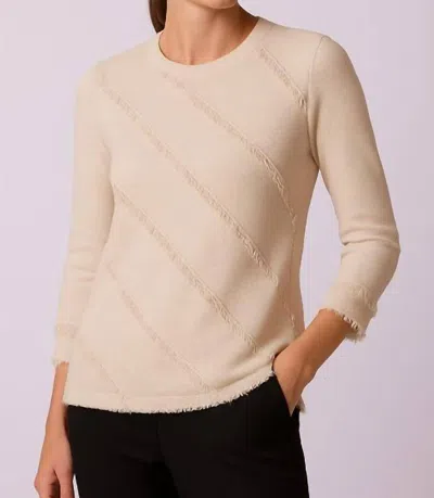 J'envie/eli Sorrento Fringe Top In Wheat/white In Neutral
