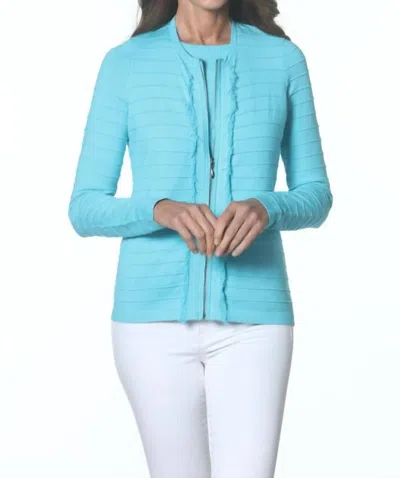 J'envie/eli Textured Zip Cardigan In Turquoise