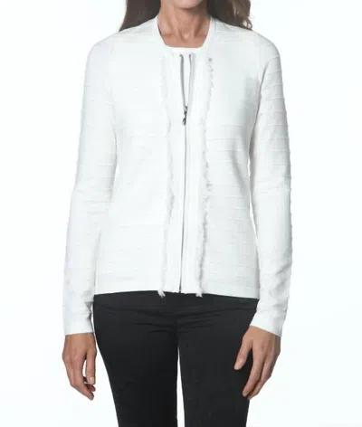 J'envie/eli Textured Zip Cardigan In White