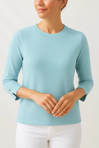 J'envie/eli The Bari 3/4 Sleeve Top In Turquoise In Blue