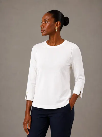 J'envie/eli The Bari 3/4 Sleeve Top In White In Multi