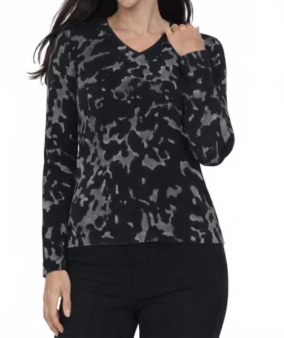 J'envie/eli The Cuba Camo V-neck Top In Putty/black