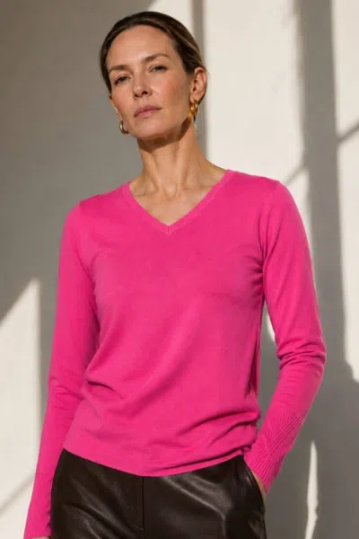 J'envie/eli The Eileen V-neck Top In Flamingo In Pink