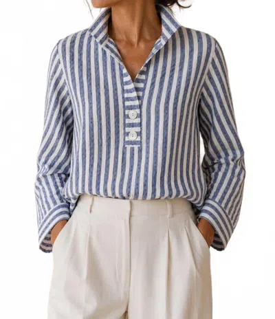 J'envie/eli The First Class Tunic Top In Indigo/sand In Multi