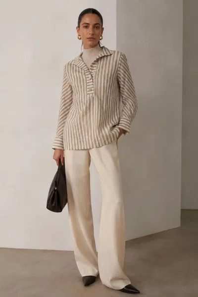 J'envie/eli The First Class Tunic Top In Sand/white In Multi