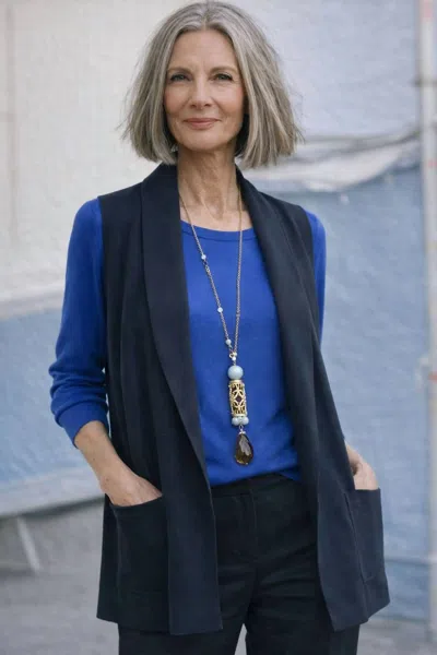 J'envie/eli The Leila Vest In Indigo In Multi