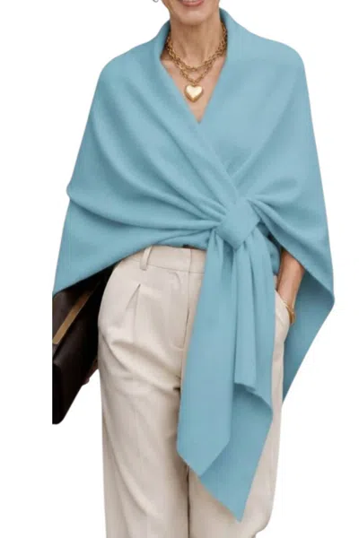 J'envie/eli The Rachel Knit Wrap In Sky In Animal Print
