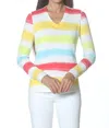 J'envie/eli V-neck Striped Top In White/multi In Multi