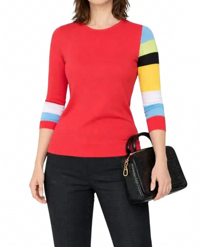 J'envie/eli Valencia Stripe Sleeve Tunic Top In Poppy In Red
